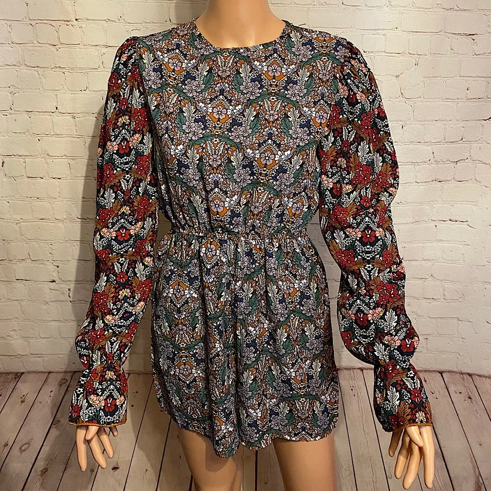 Nasty Gal flower boho long sleeved romper size 2 - Picture 1 of 16